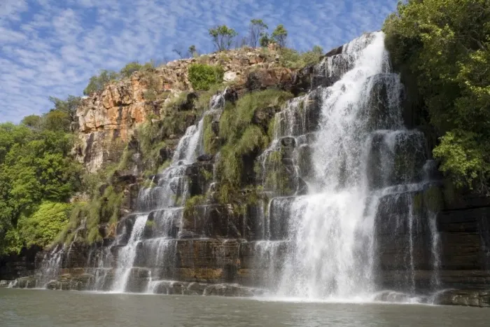 Framed Print : King Cascade - These falls drop into the Prince Regent River, Kimberley coastline, Western Australia. At these falls American model Ginger Faye Meadows was killed by a crocodile Framed Print : King Cascade - These falls drop into the Prince Regent River, Kimberley coastline, Western Australia. At these falls American model Ginger Faye Meadows was killed by a crocodile