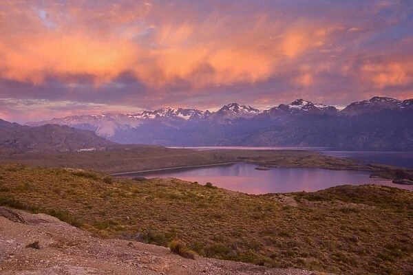 Lago General Carrera and mountains - view from south eastern shoreline at sunrise - Northern Patagonia - Chile - South America