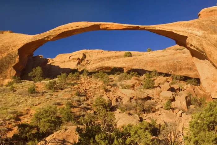 Framed Print : Landscape Arch - sandstone spanning rocky landscape - Devils Garden, Arches National Park, Utah, USA Framed Print : Landscape Arch - sandstone spanning rocky landscape - Devils Garden, Arches National Park, Utah, USA