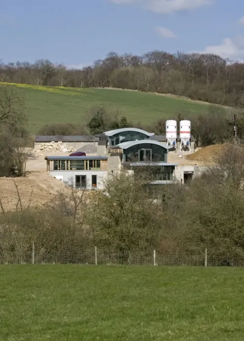 Framed Print : Large Eco-friendly House Moonstone - under construction - open Cotswold countryside - Elkstone - UK Framed Print : Large Eco-friendly House Moonstone - under construction - open Cotswold countryside - Elkstone - UK