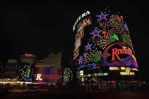 Las Vegas Strip - colourful lights at The Strip at night - Las Vegas, Nevada, USA