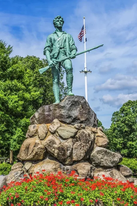 Framed Print : Lexington Minute Man Patriot Statue, Lexington Battle Green, Massachusetts. Site of April 19, 1775 first battle of American Revolution, statue of John Parker Leader of American Patriots, created 1900 by Henry Kitson Framed Print : Lexington Minute Man Patriot Statue, Lexington Battle Green, Massachusetts. Site of April 19, 1775 first battle of American Revolution, statue of John Parker Leader of American Patriots, created 1900 by Henry Kitson