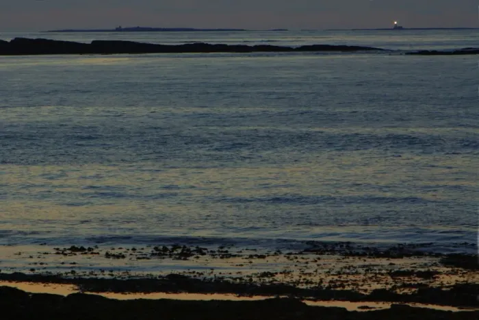 Framed Print : Lighthouse on the Farnes-twilight over the North Sea, from beach at Dunstan Steads, looking towards Farne Isles, Northumberland Uk Framed Print : Lighthouse on the Farnes-twilight over the North Sea, from beach at Dunstan Steads, looking towards Farne Isles, Northumberland Uk