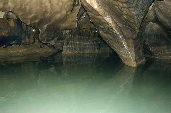 Limestone formations in the cave, that features a limestone karst mountain landscape with an 8. 2 km. navigable underground river, supposedly the longest navigable underground river in the world