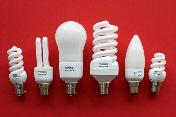 Low Enrgy Light Bulbs - variety of different sized low energy compact fluoresecent CF lamps UK