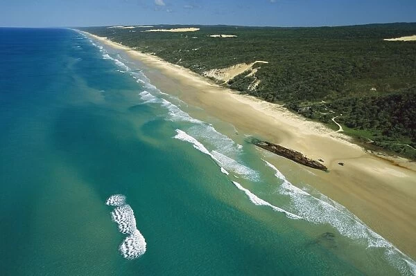 Maheno wreck on Maheno Beach, Great Sandy National Park, Fraser Island, Queensland, Australia JPF33695