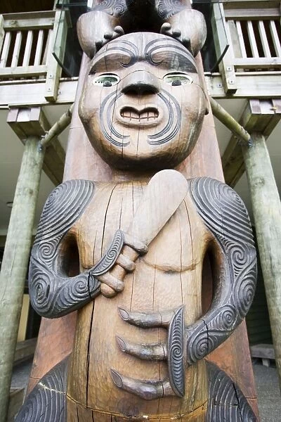 Maori totem - carving. Arataki Nature Centre Waitakere Ranges - Auckland - New Zealand