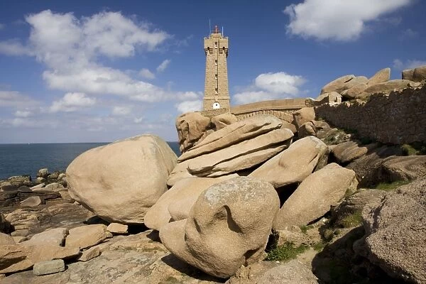 Min Ruz lighthouse phare Ploumanac'h Pink Granite Rose coast Brittany France