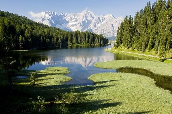 Misurina Lake with Sorapis mountain beyond, The Dolomites, Italy