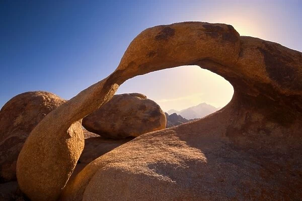 Mobius Arch - amazing rock arch of red sandstone on the foothills of the Sierra Nevada - Alabama Hills Recreation Area, California, USA