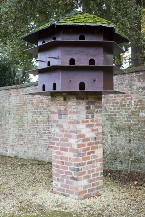Framed Print : Modern dovecote on brick stand Worcestershire UK Framed Print : Modern dovecote on brick stand Worcestershire UK