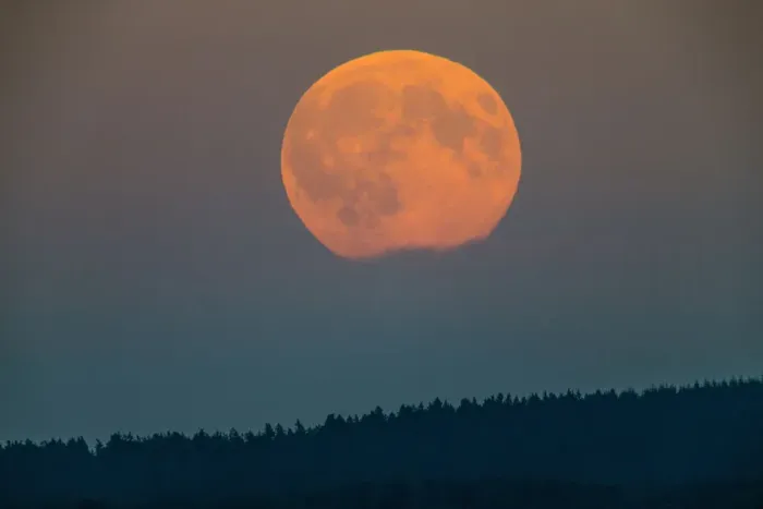 Framed Print : Full Moon - rising above forest, Lower Saxony, Germany Framed Print : Full Moon - rising above forest, Lower Saxony, Germany