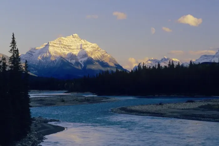 Framed Print : Mount Kerkeslin - moon & Athabasca River Jasper National Park, Alberta, Canada. S2373 Framed Print : Mount Kerkeslin - moon & Athabasca River Jasper National Park, Alberta, Canada. S2373
