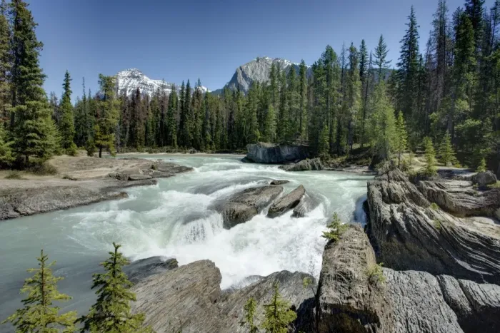 Framed Print : Natural Bridge on Kicking Horse River with Mount Steven - Yoyo National Park Alberta, Canada LA004178 Framed Print : Natural Bridge on Kicking Horse River with Mount Steven - Yoyo National Park Alberta, Canada LA004178