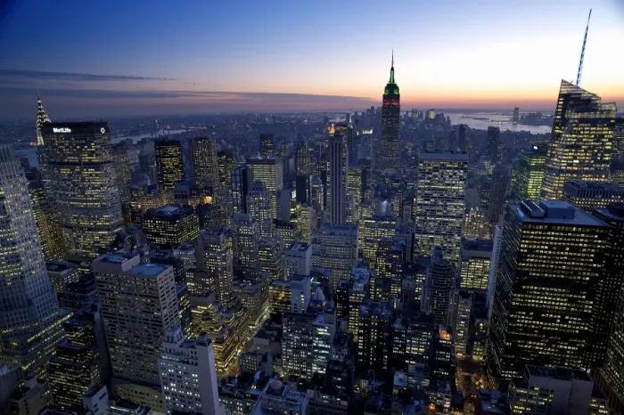 Framed Print : New York City - Manhatten - at dusk from 30 Rockefella plaza Framed Print : New York City - Manhatten - at dusk from 30 Rockefella plaza
