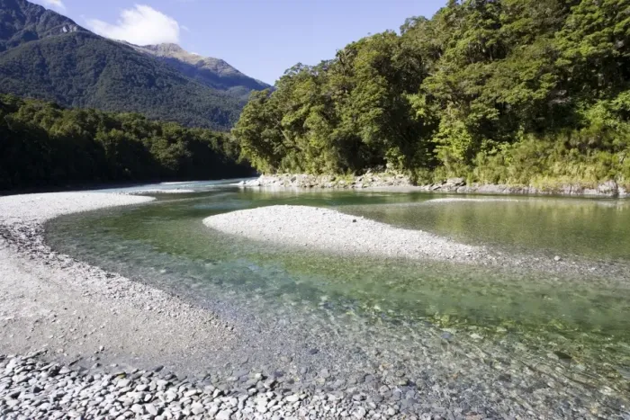 Framed Print : New Zealand - Haast River below Blue Pools Gates of Haast. South Island Framed Print : New Zealand - Haast River below Blue Pools Gates of Haast. South Island