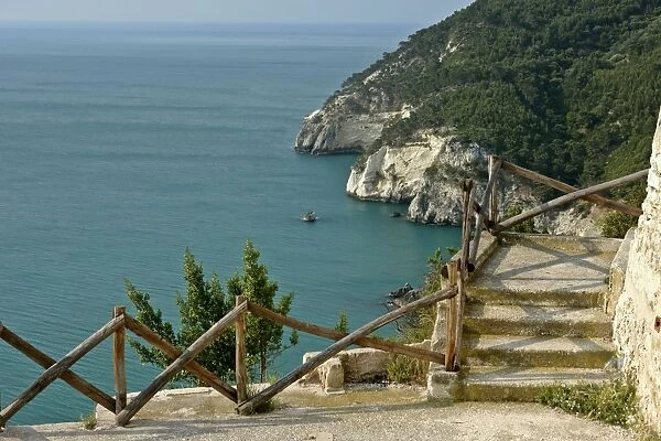 Ocean view from view point at Testa Gargano along coastline and the Mediterranean Sea Gargano Peninsula, Italy