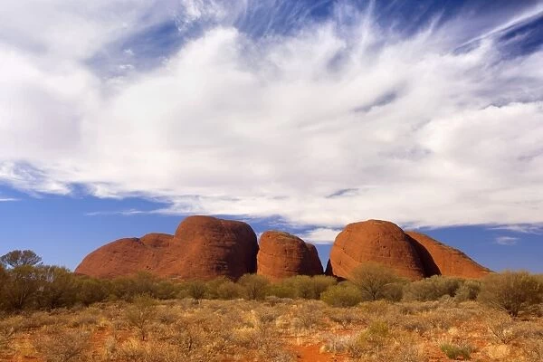 Olgas - Kata Tjuta - famous sandstone rocks and clouds - Uluru-Kata Tjuta National Park, World Heritage Area, Northern Territory, Australia Aboriginals of the Anangu tribe call The Olgas Kata Tjuta