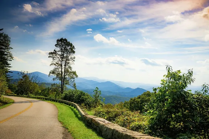 Framed Print : Overlook, Blue Ridge Parkway, Smoky Mountains, USA. Date: 04-10-2018
