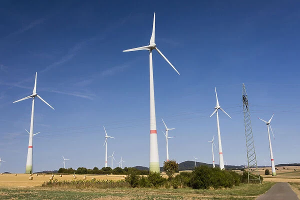 P2A2841. Wind Turbine Park - amongst arable land, North Hessen, Germany Date: 11-Feb-19