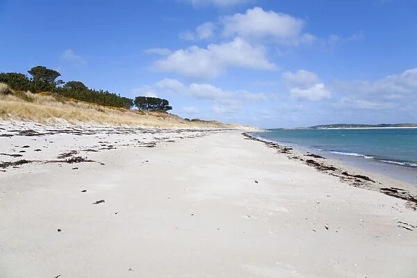 Pentle Bay - with snow on beach - Tresco, Isles of Scilly, UK