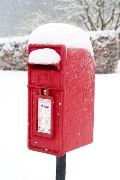 Post Box - in winter snow - UK Manipulaion: cleaned rust away from post box  /  enhanced colours  /  added snow etc