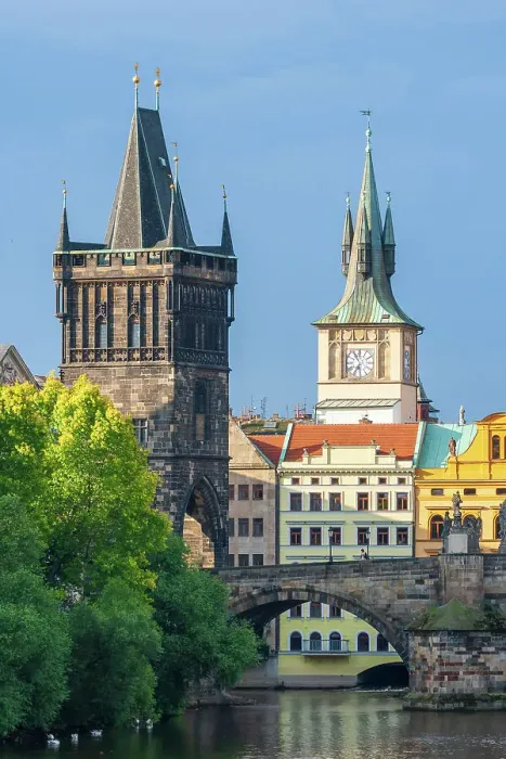 Framed Print : Prague, Czech Republic. Charles bridge and bridge tower. Date: 03-07-2007 Framed Print : Prague, Czech Republic. Charles bridge and bridge tower. Date: 03-07-2007