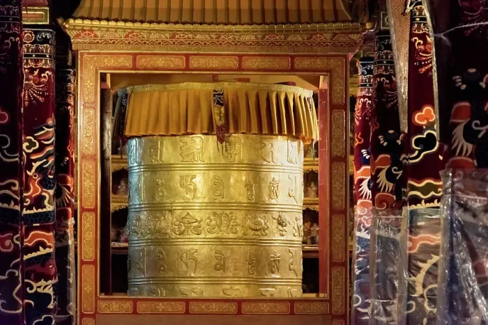 Framed Print : Prayer wheel inside Drepung Monastery, one of the great three Gelug university monasteries of Tibet, Lhasa, Tibet, China Date: 06-09-2018 Framed Print : Prayer wheel inside Drepung Monastery, one of the great three Gelug university monasteries of Tibet, Lhasa, Tibet, China Date: 06-09-2018