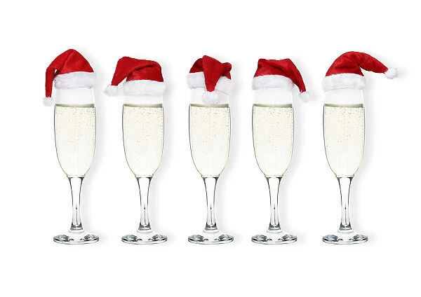 Prosecco  /  Champagne glasses with Christmas hats