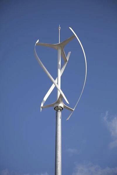 QR5 Quiet Revolution vertical axis Wind Turbine - in shopping precinct - Evesham - Worcestershire - UK