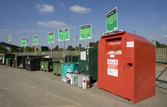 Framed Print : Range skips for domestic recycling - Wingmoor Farm site - Stoke Orchard Cheltenham - UK Framed Print : Range skips for domestic recycling - Wingmoor Farm site - Stoke Orchard Cheltenham - UK