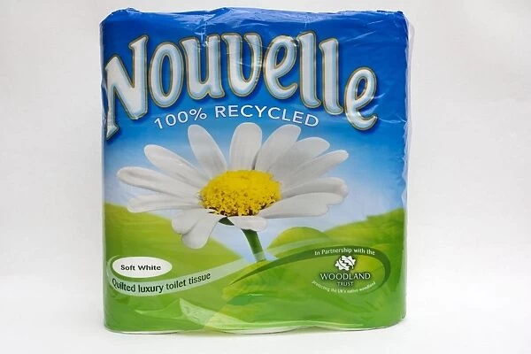 Recycling - Pack of 100% recycled Nouvelle soft white luxury toilet tissue UK produced in partnership with the Woodland Trust UK