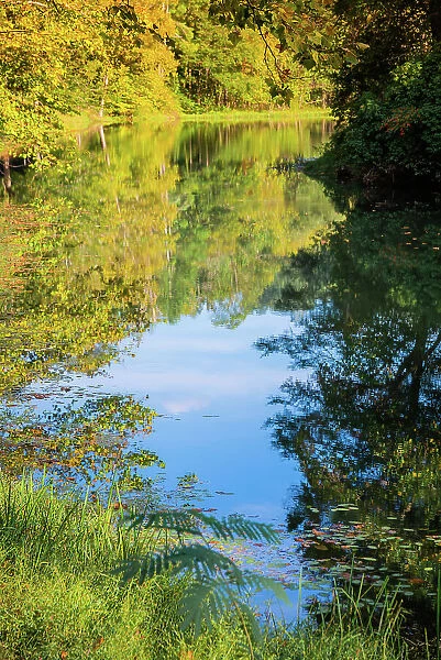 Reflections, Otter Lake, Blue Ridge Parkway, Smoky Mountains, USA. Date: 04-10-2018