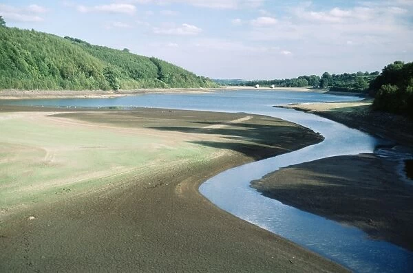 Reservoir - drying up in drought, Yorkshire, UK