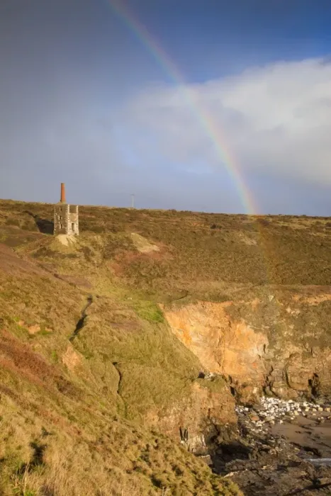 Framed Print : Rinsey - Engine House - with rainbow - Cornwall - UK Framed Print : Rinsey - Engine House - with rainbow - Cornwall - UK