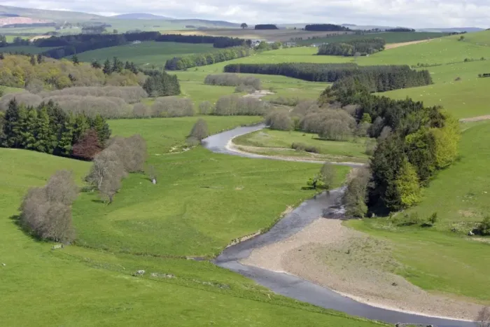 Framed Print : River Coquet - Beside Holystone, with Cheviot hills in background Northumberland, England