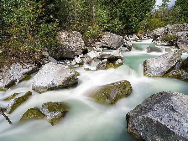 River Sarca. Val di Genova in the Parco Naturale Adamello, Brenta, Trentino, Italy, Val Rendena Date: 20-09-2020