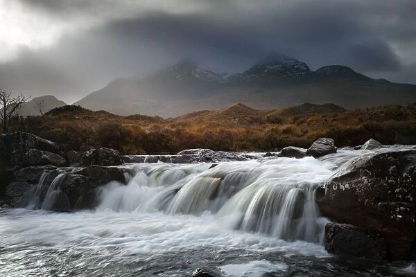 River Sligachan below the Red Cuillin mountains - November - Skye - Scotland