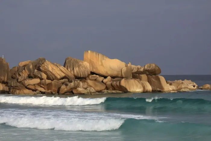 Framed Print : Rocks and waves at Grande Anse - La Digue - Seychelles Framed Print : Rocks and waves at Grande Anse - La Digue - Seychelles
