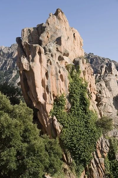 Rocky formation on mountain-side - Piana Calanches - Corsica