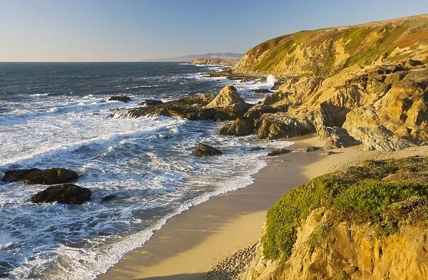 Rocky unspoilt Pacific Ocean coast at Bodega Bay, north California