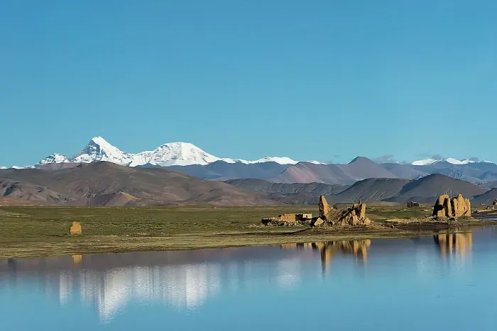Framed Print : Ruins by a lake on Tibetan Plateau, Dhaulagiri (8167m) in the distance on the left, Shigatse Prefecture, Tibet, China Date: 12-09-2018 Framed Print : Ruins by a lake on Tibetan Plateau, Dhaulagiri (8167m) in the distance on the left, Shigatse Prefecture, Tibet, China Date: 12-09-2018