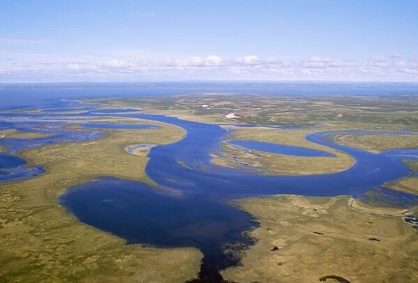 Russia - Semi-tundra view, Taiga river near Pyasina Lake, Russian Arctic