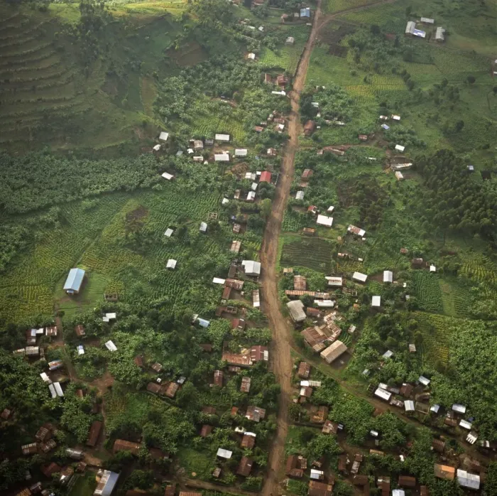 Framed Print : Rwanda - Aerial view of Africa, Intensive agriculture on Virunga foothills, 2003 Framed Print : Rwanda - Aerial view of Africa, Intensive agriculture on Virunga foothills, 2003