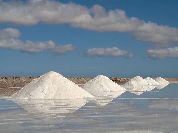 Salt works at the salt marshes of Sabkhat Tazra