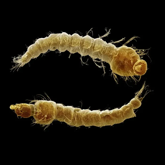 Framed Print : Scanning Electron Micrograph (SEM): Mosquito larvae. ; Magnification x 40 (A4 size: 29. 7 cm width) Framed Print : Scanning Electron Micrograph (SEM): Mosquito larvae. ; Magnification x 40 (A4 size: 29. 7 cm width)