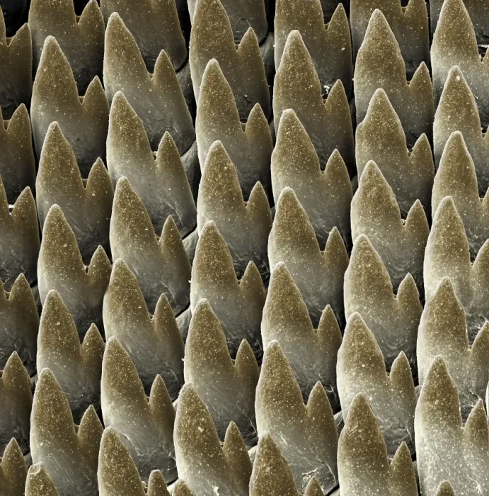 Framed Print : Scanning Electron Micrograph (SEM): Radula of the Garden Snail, Magnification x 3, 500 (A4 size: 29. 7 cm width) Framed Print : Scanning Electron Micrograph (SEM): Radula of the Garden Snail, Magnification x 3, 500 (A4 size: 29. 7 cm width)
