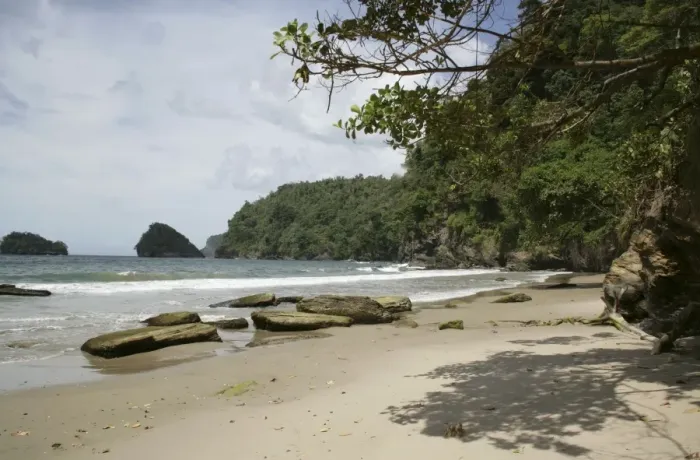 Framed Print : Secluded beach on north coast of Trinidad