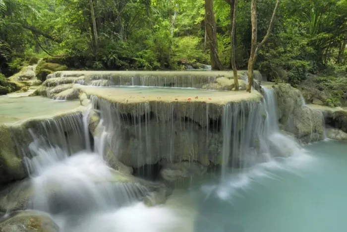 Framed Print : Seven Step Waterfall - monsoon forest Erawan N. P. Thailand Framed Print : Seven Step Waterfall - monsoon forest Erawan N. P. Thailand