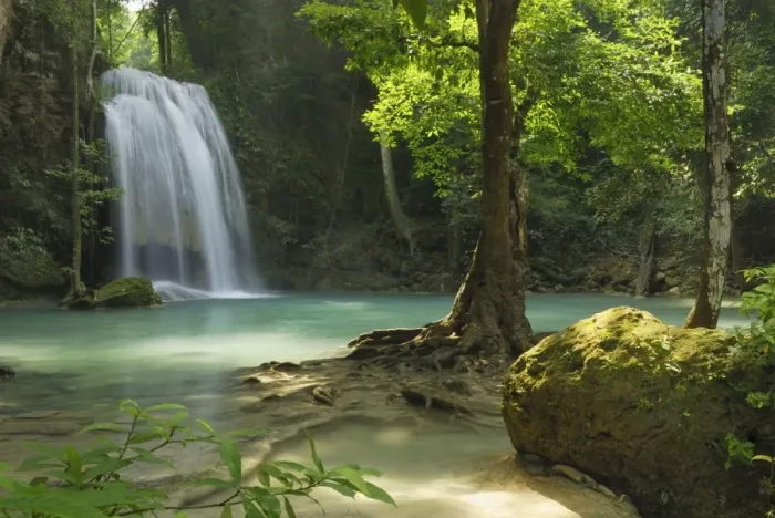 Framed Print : Seven Step Waterfall - monsoon forest Erawan N. P. Thailand Framed Print : Seven Step Waterfall - monsoon forest Erawan N. P. Thailand